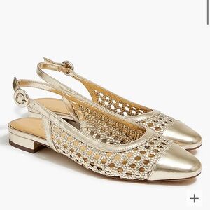 J.Crew woven gold metallic sling back flats